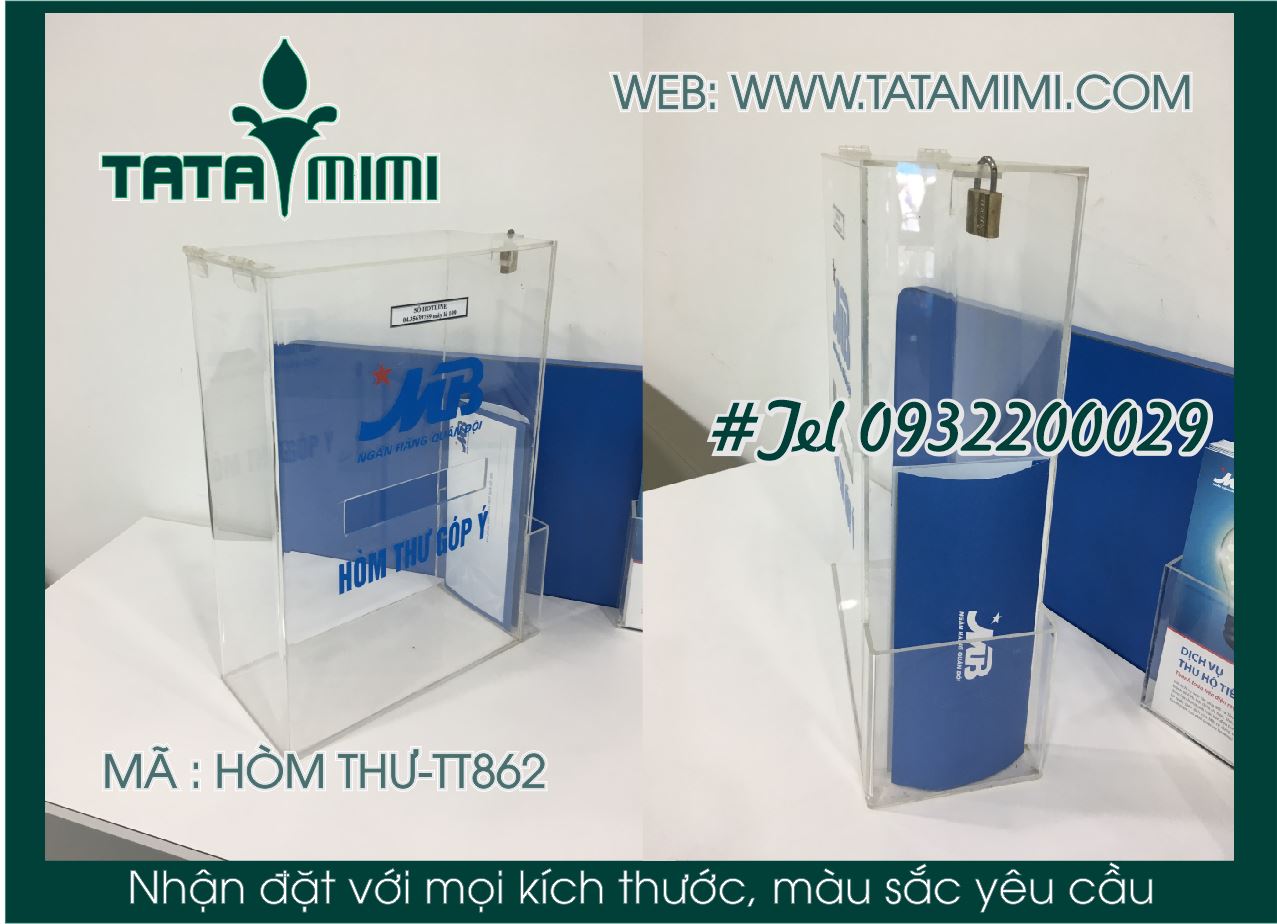 Mẫu hòm thư góp ý bằng mica trắng trong hoặc trắng sữa đẹp