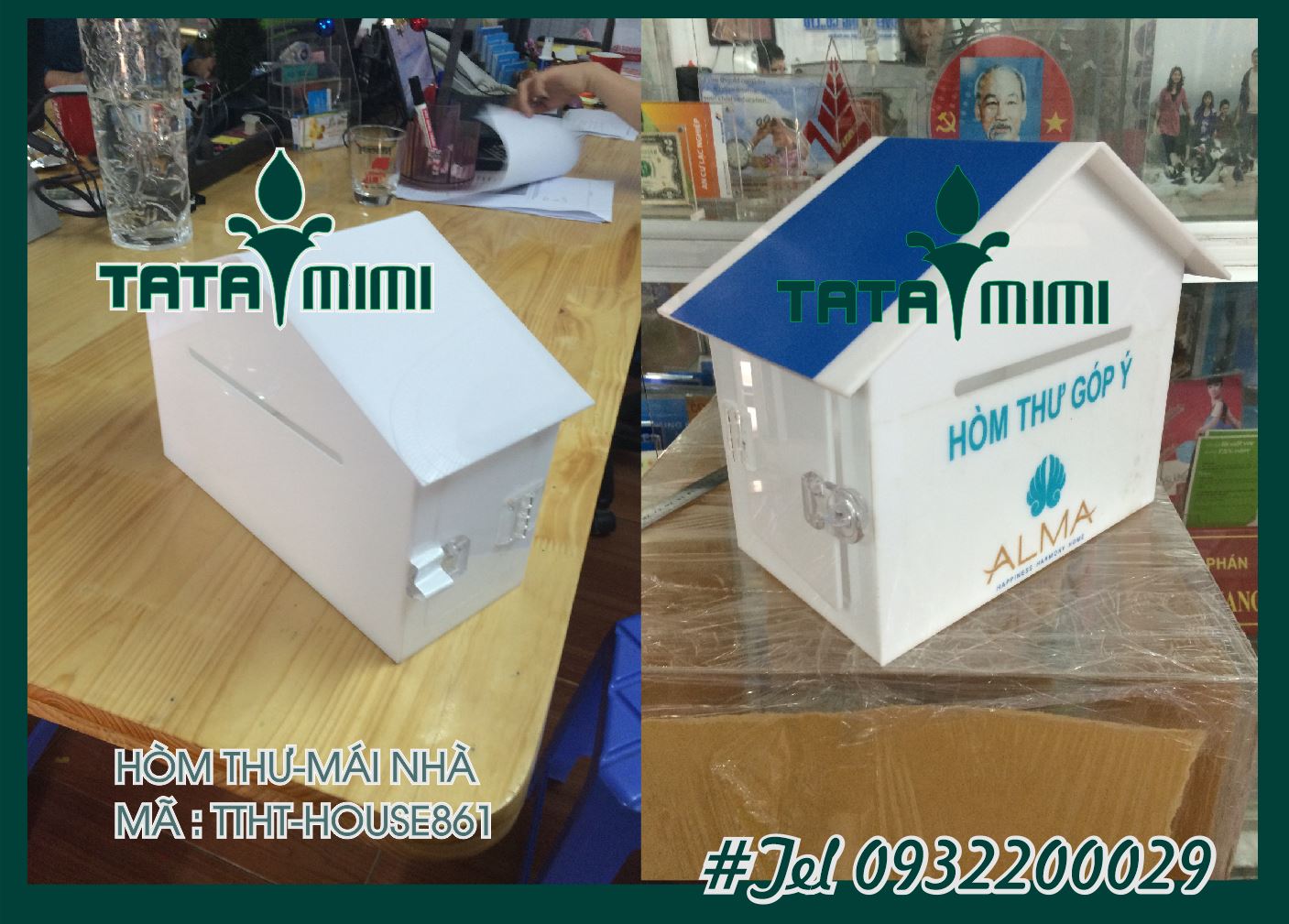 hòm phiếu mica màu trắng sữa