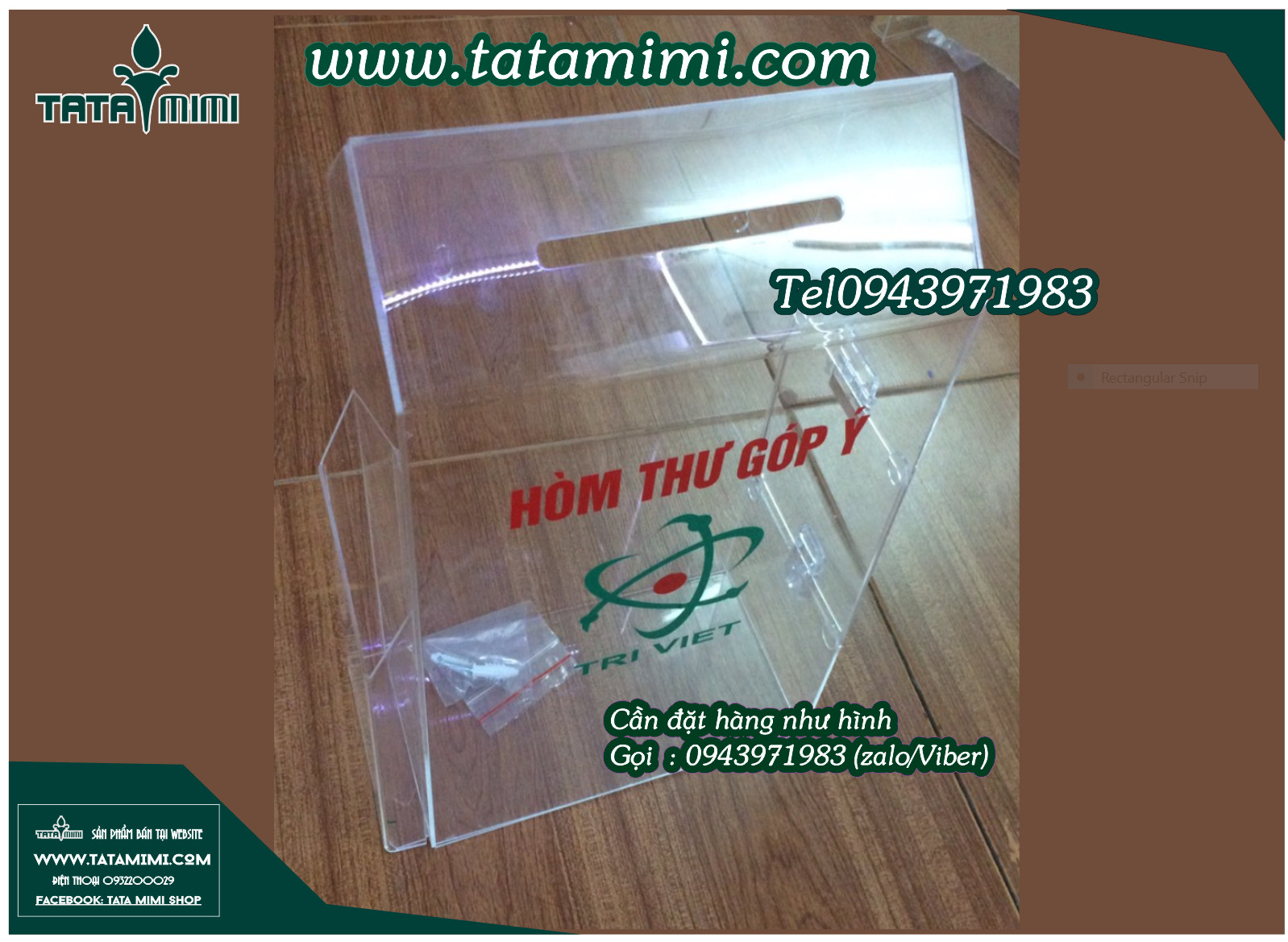 Hộp thư góp ý mica trong