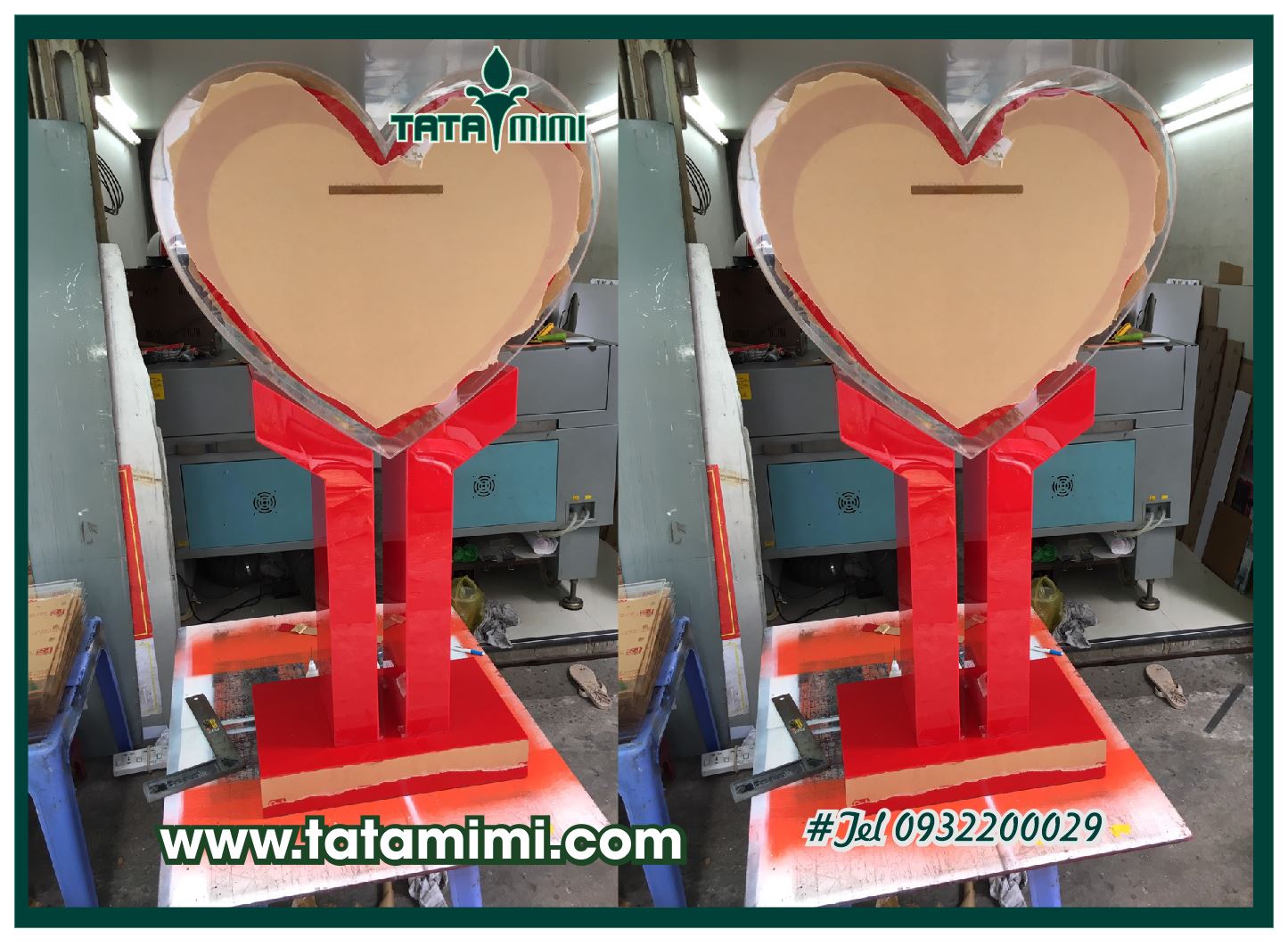 Thùng mica trái tim