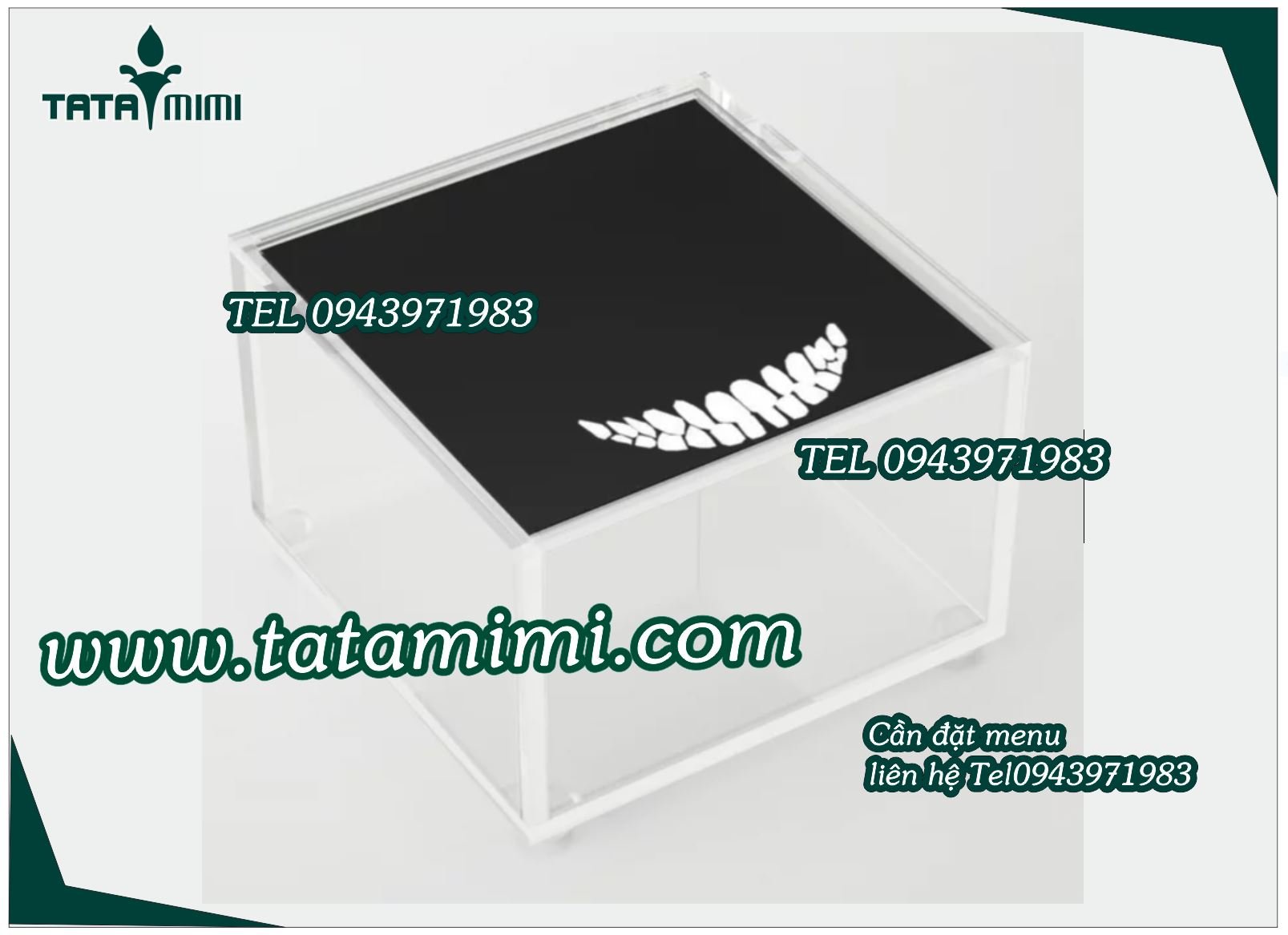 Các hộp chụp làm theo kích thước kết hợp cùng đế gỗ hoặc mica