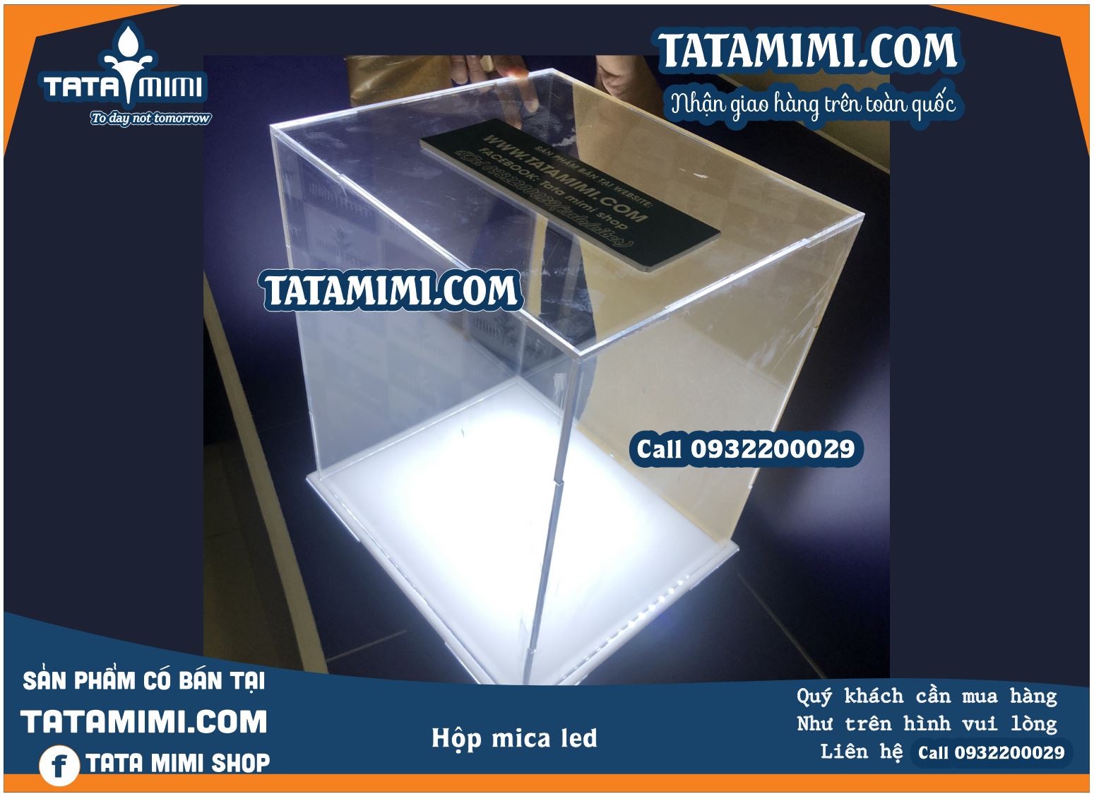 Hộp chụp mica trong led trắng sữa