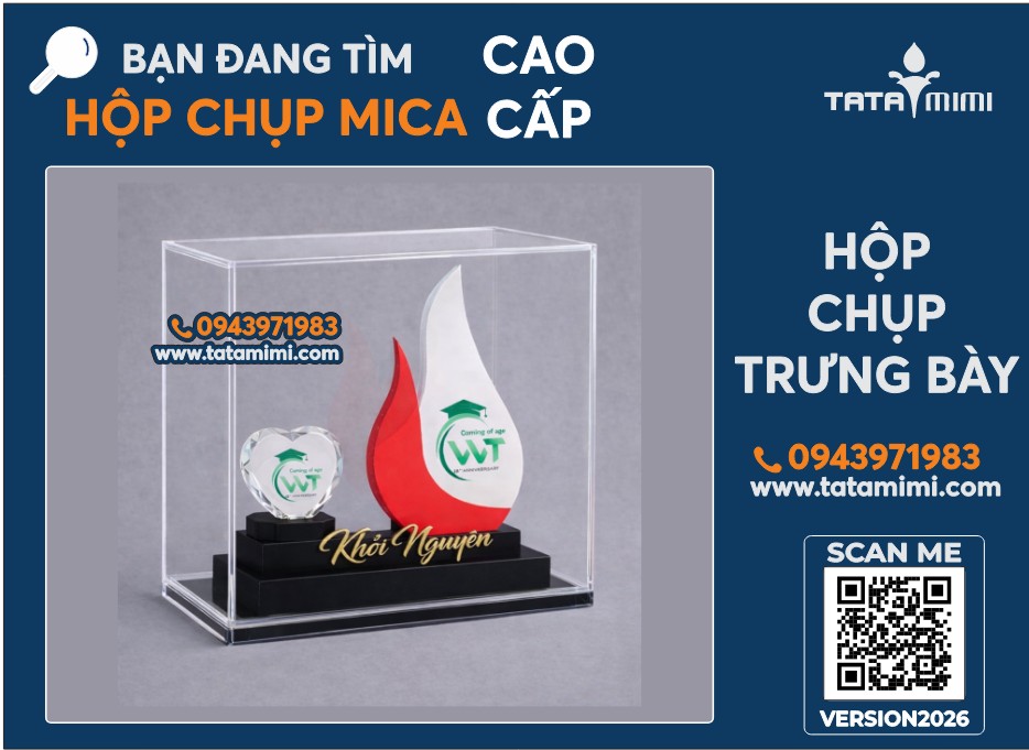 Hộp Chụp Mica Trưng Bày Kỷ Niệm Chương Cao Cấp