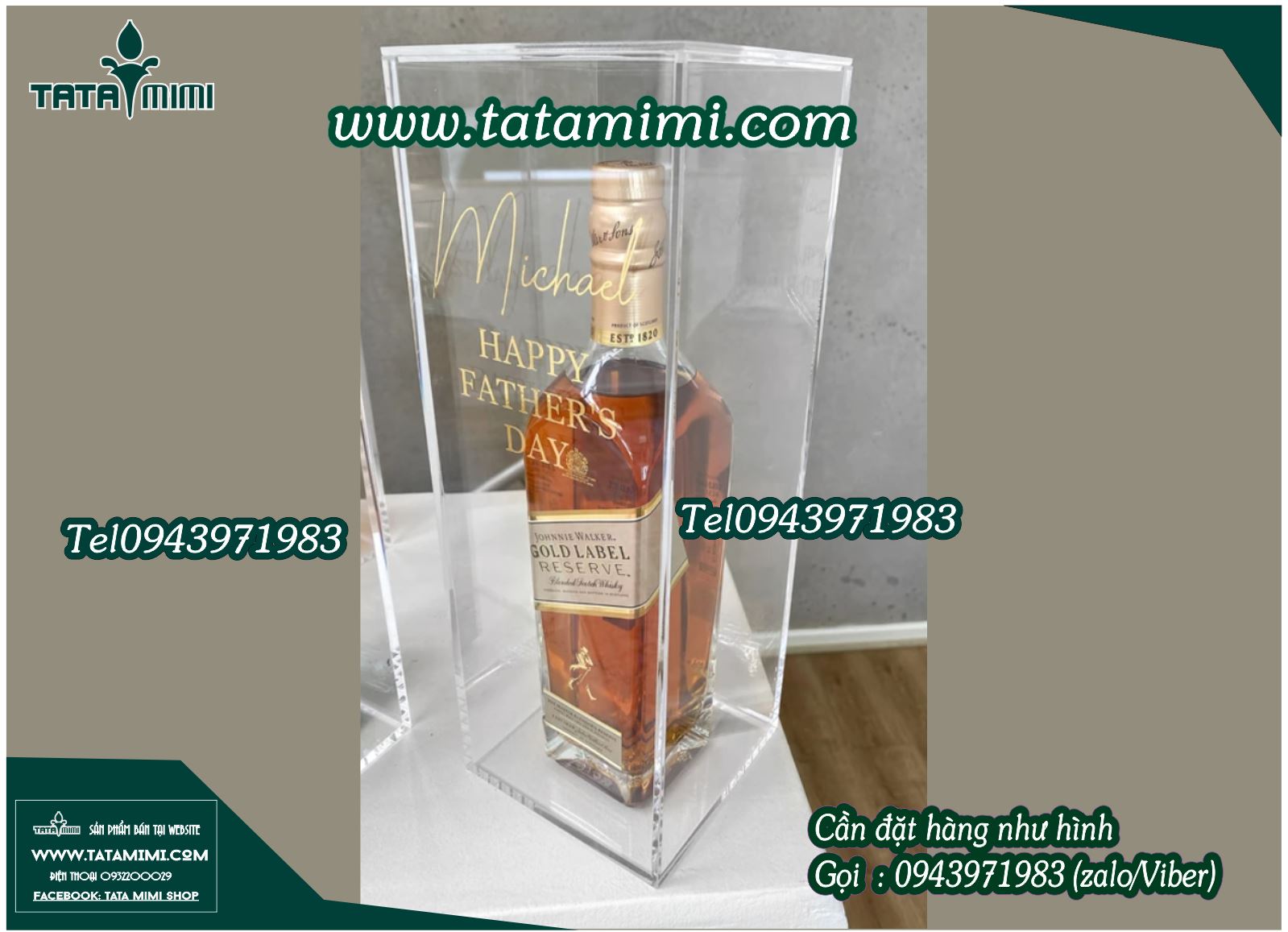 Hộp bảo vệ chai rượu làm từ mica trong hay gương