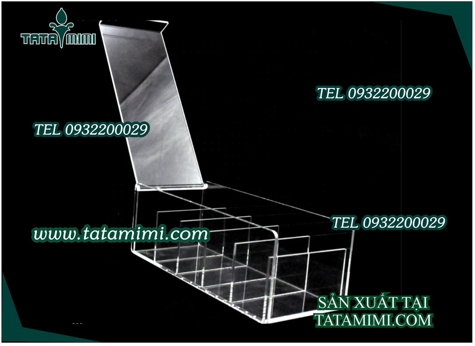 Hộp đựng sản phẩm chia ngăn làm từ mica 3mm