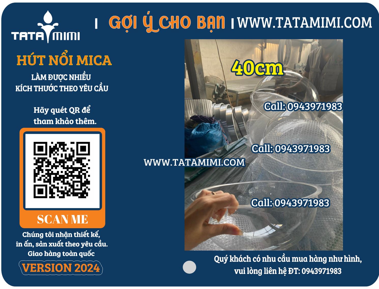 Mẫu hút nổi mica 10cm, 20cm, 30cm, 35cm, 50cm, 1 mét