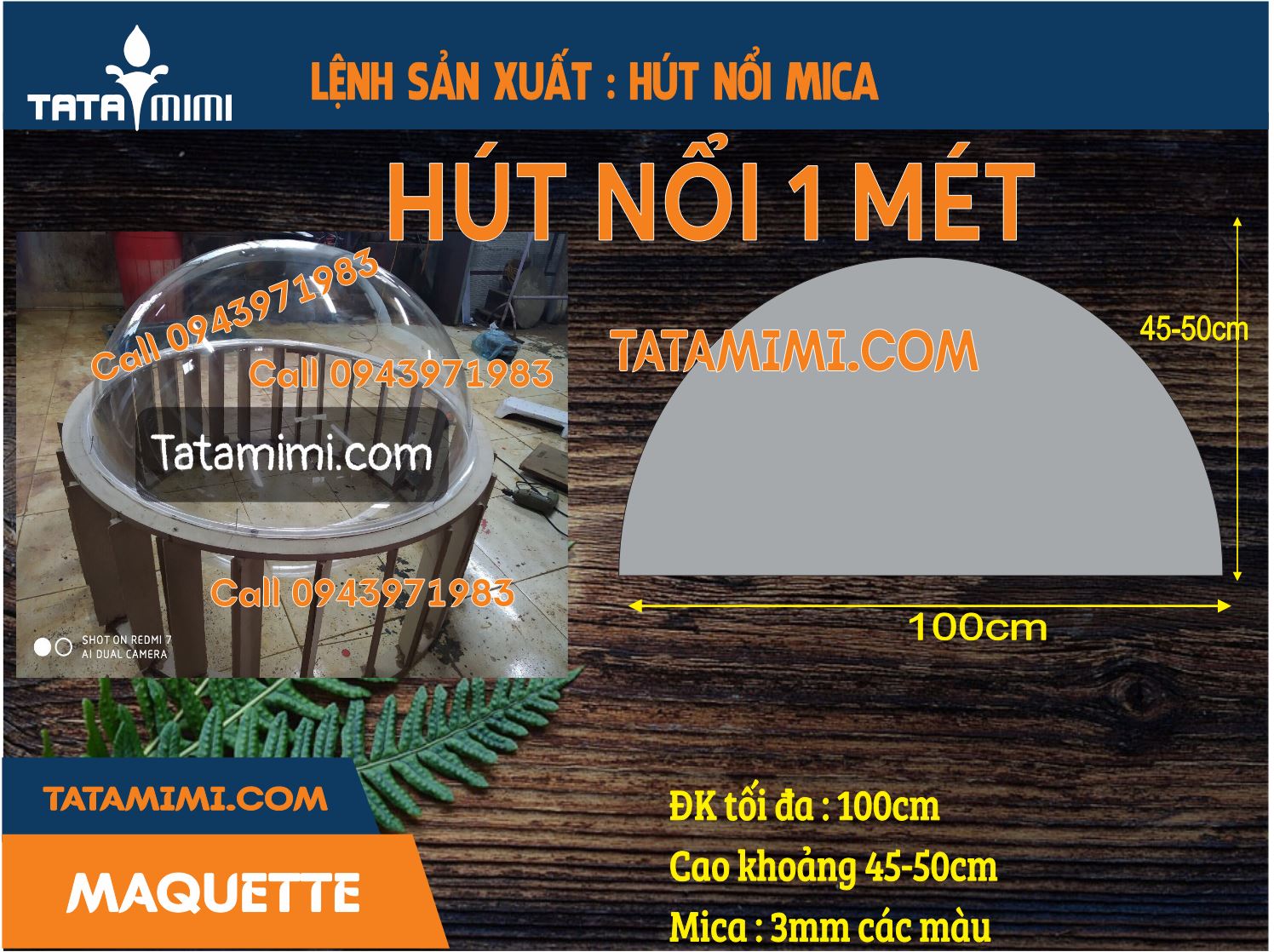 Mẫu hút nổi mica 10cm, 20cm, 30cm, 35cm, 50cm, 1 mét