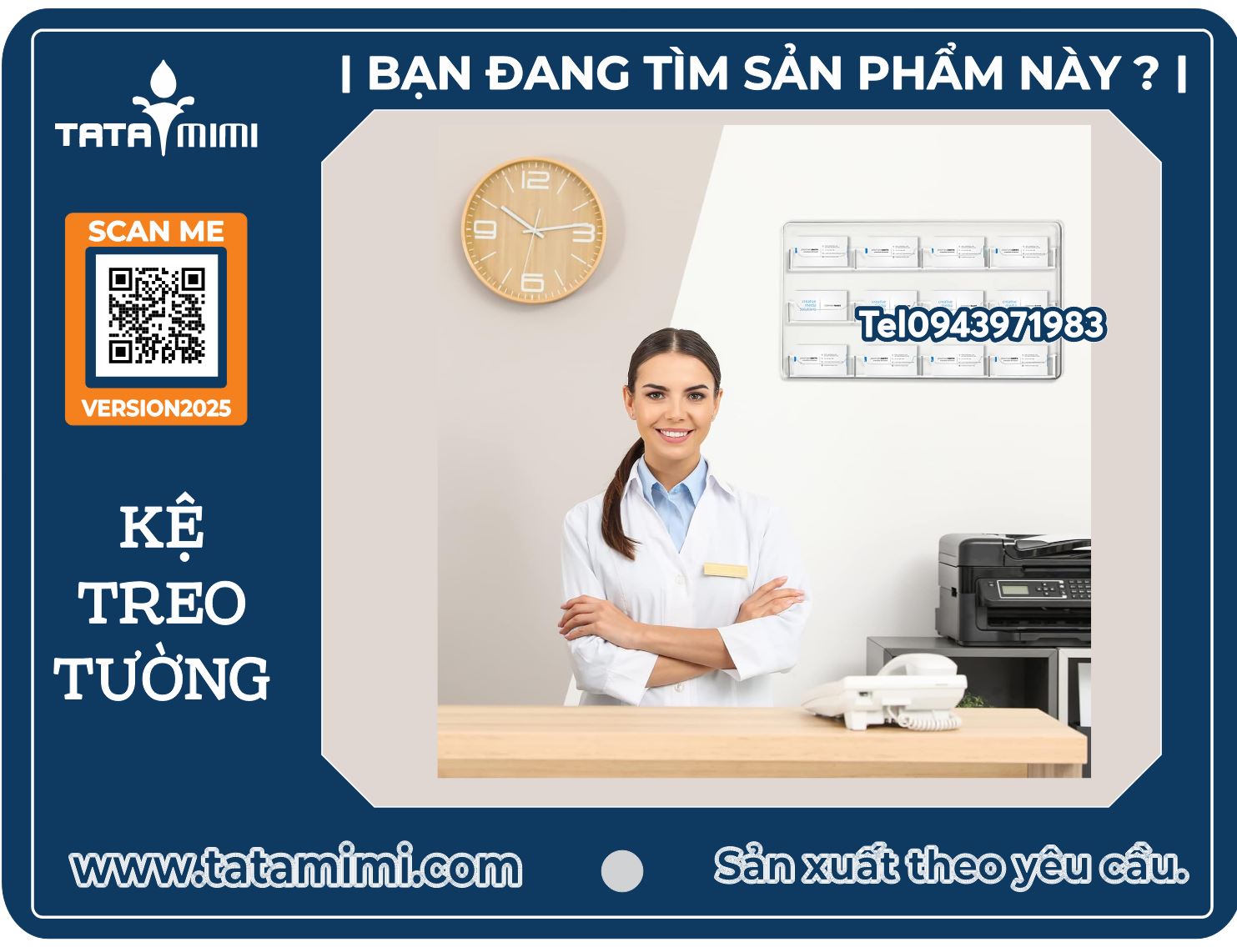 Kệ mica treo tường đựng card visit 3x4 ô tiện lợi.