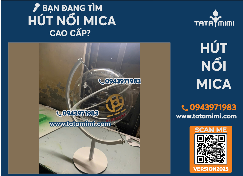 Hút nổi mica lồng cầu 40cm làm lễ bốc thăm trúng thưởng cuối năm