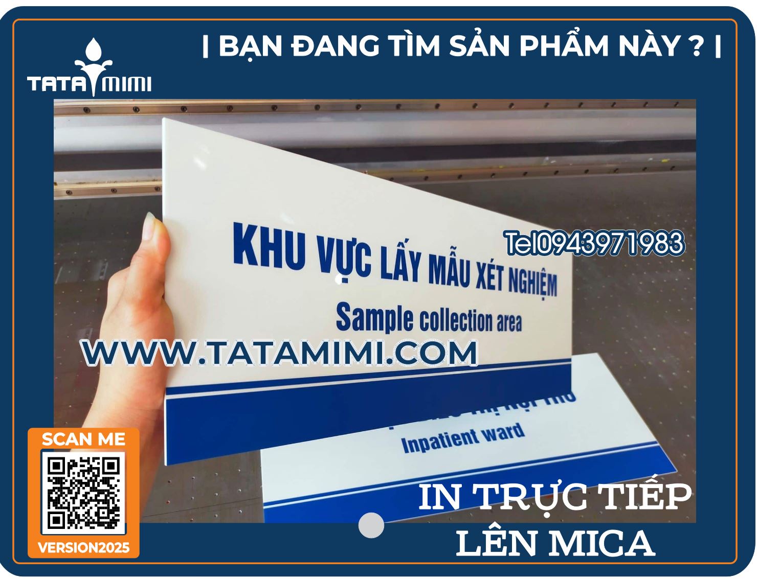 In biển mica khu vực lấy mẫu xét nghiệm, biển phòng ban chất lượng cao cho bệnh viện