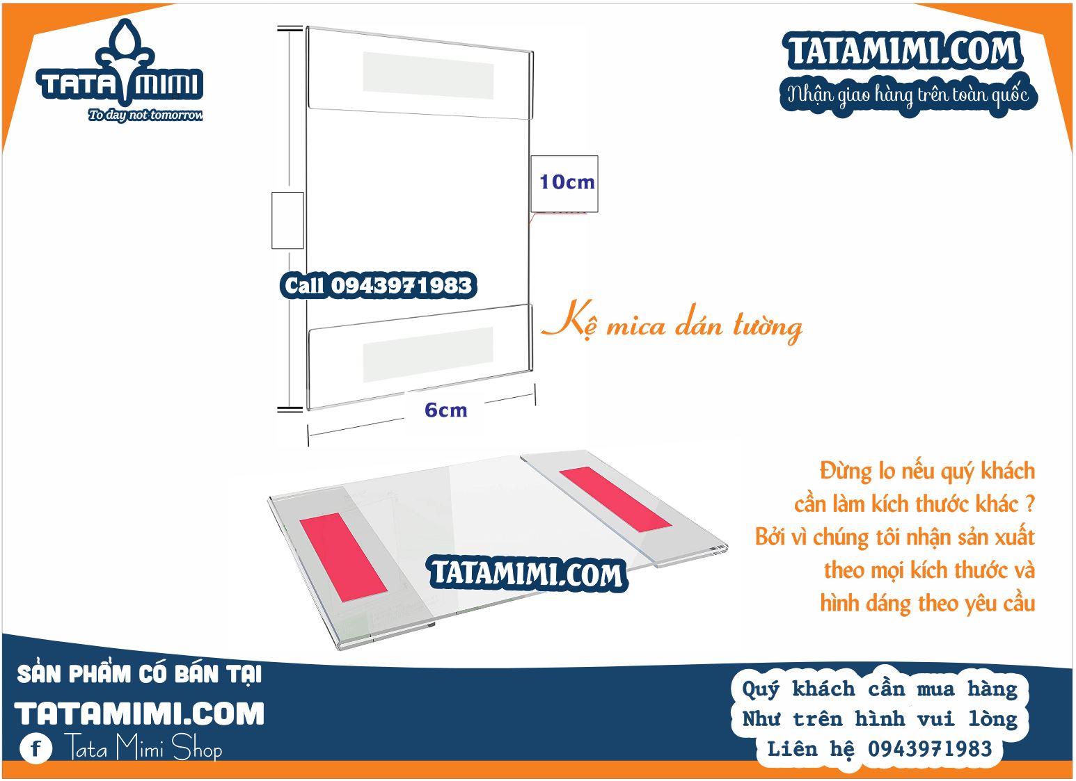 Kệ checklist dán tường 6x9cm loại nhỏ , đặt theo yêu cầu