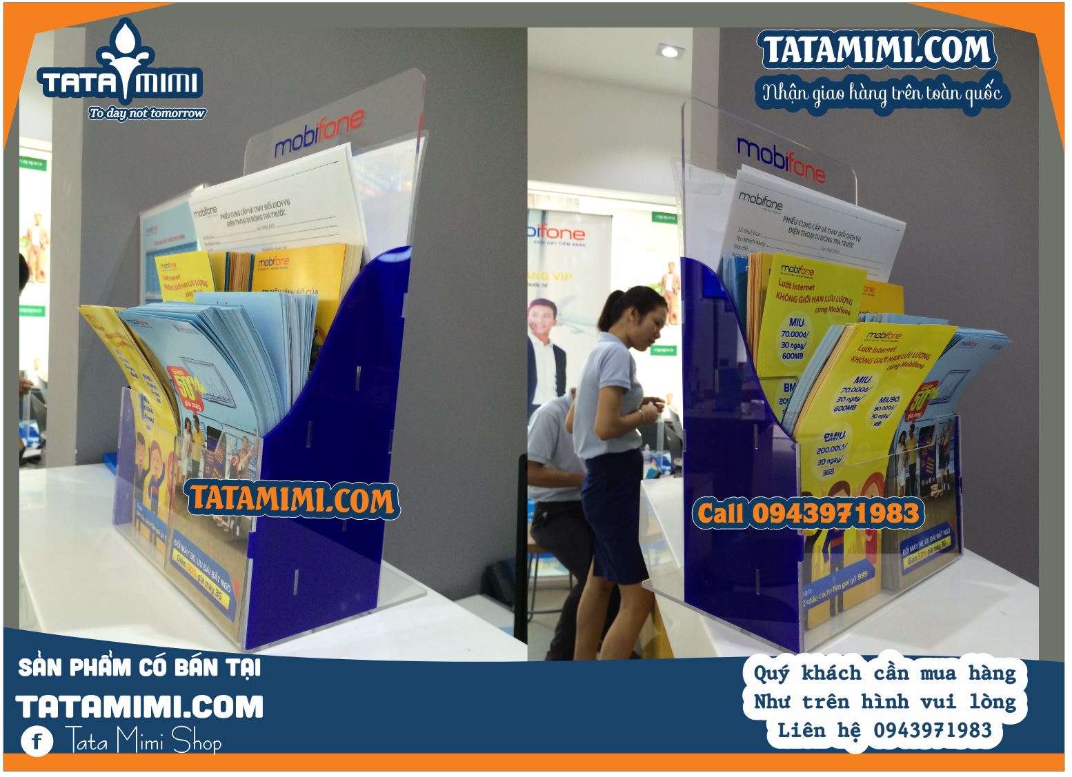 Kệ mica xoay có 3 mặt kích thước khác nhau