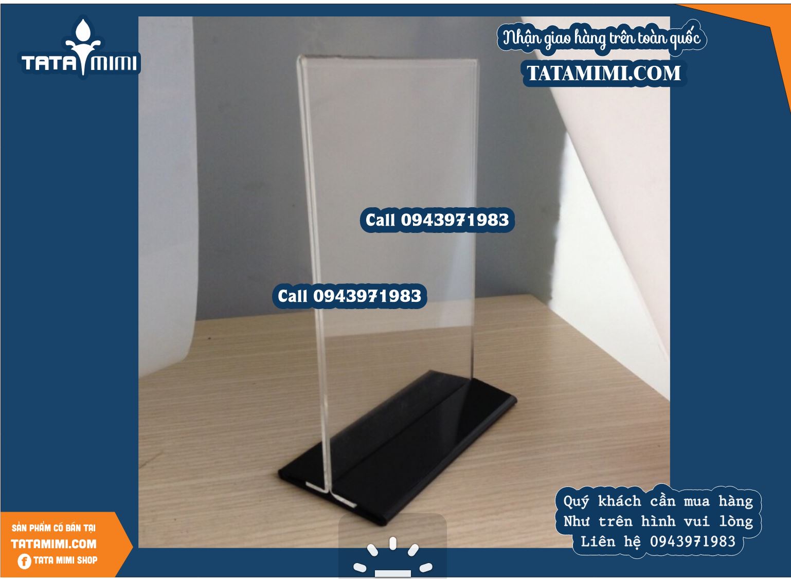 Kệ mica để bàn đế bằng