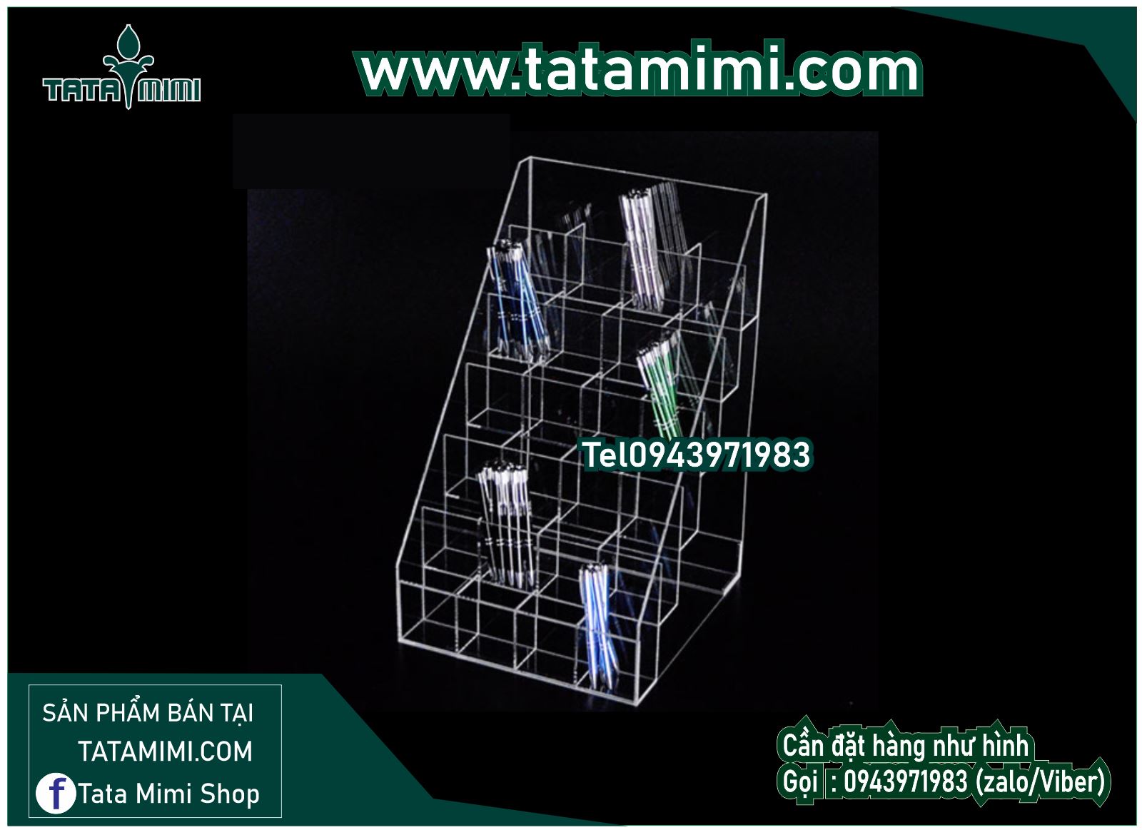 Kệ sách -kệ mỹ phẩm bằng mica