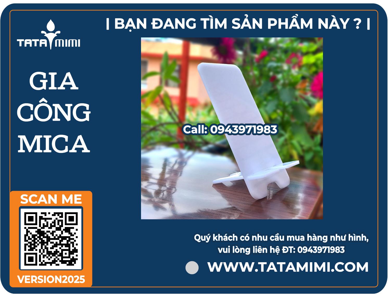 Kệ mica để điện thoại để bàn trong suốt, in ảnh – khắc QR – thiết kế theo yêu cầu
