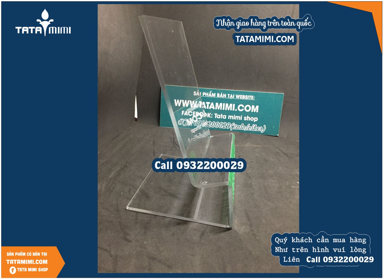 Kệ điện thoại mica in logo decal hay UV