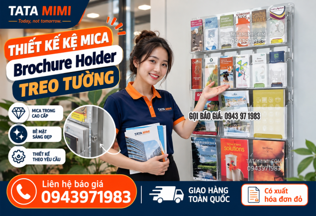 Kệ Mica Brochure Holder Treo Tường Nhiều Ngăn