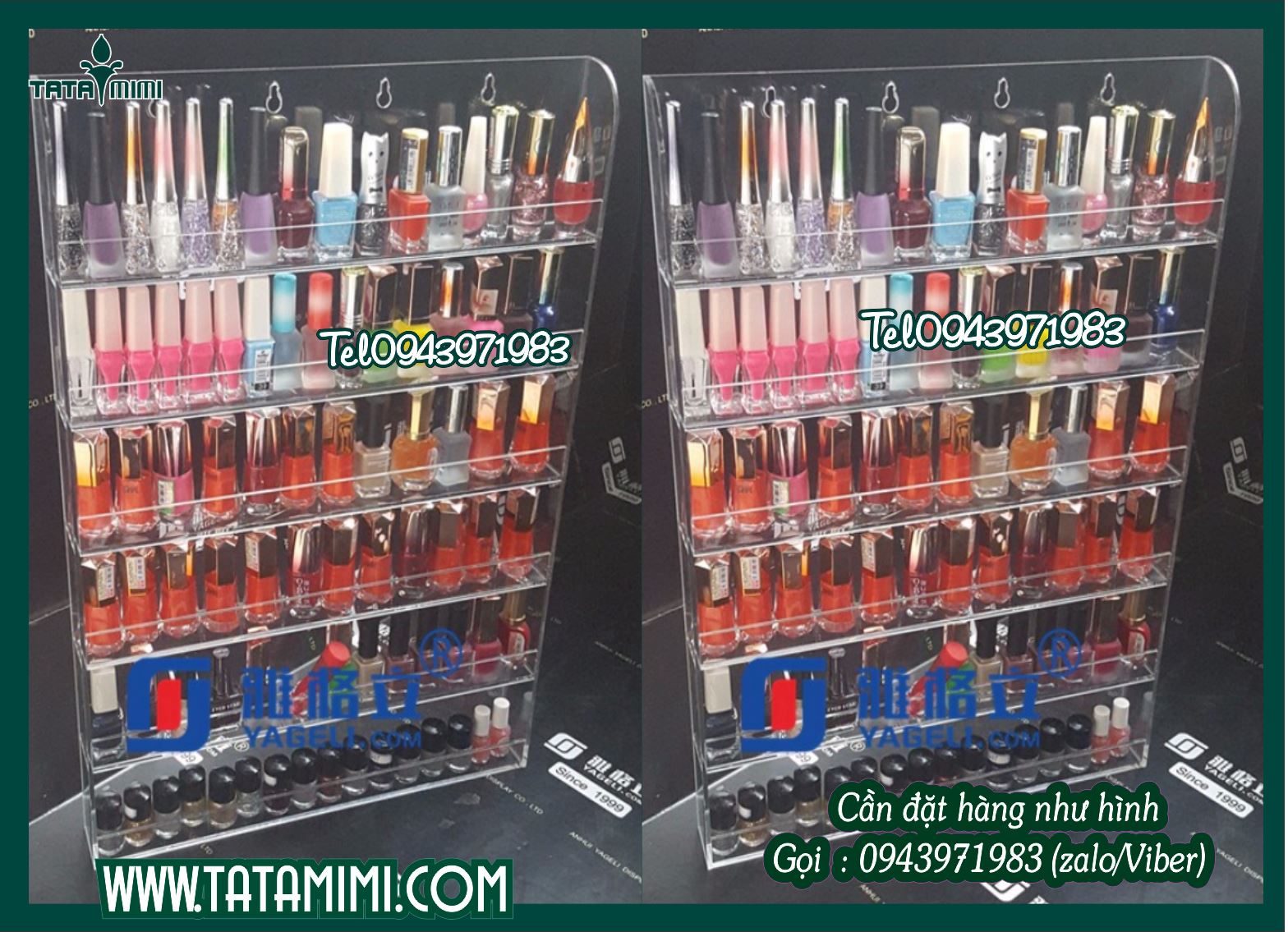 Kệ ví để bàn - kệ đựng sơn treo tường bằng mica