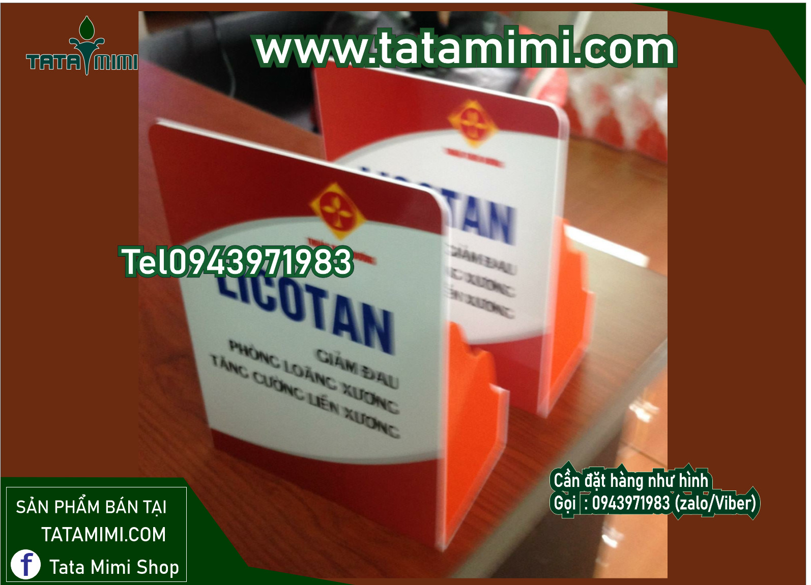 Kệ trưng bày thuốc để bàn logo in decal