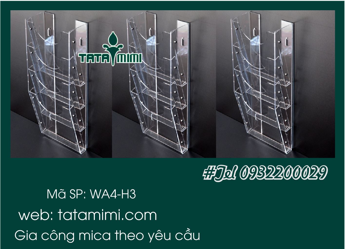 Gia công kệ mica 6 tầng kích thước A4