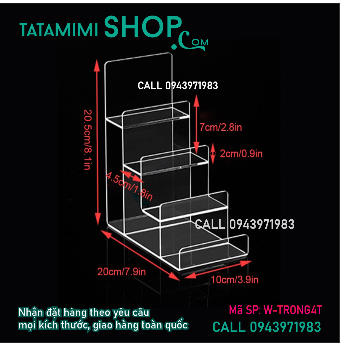 Kệ mica trưng bày ví làm mica 2mm