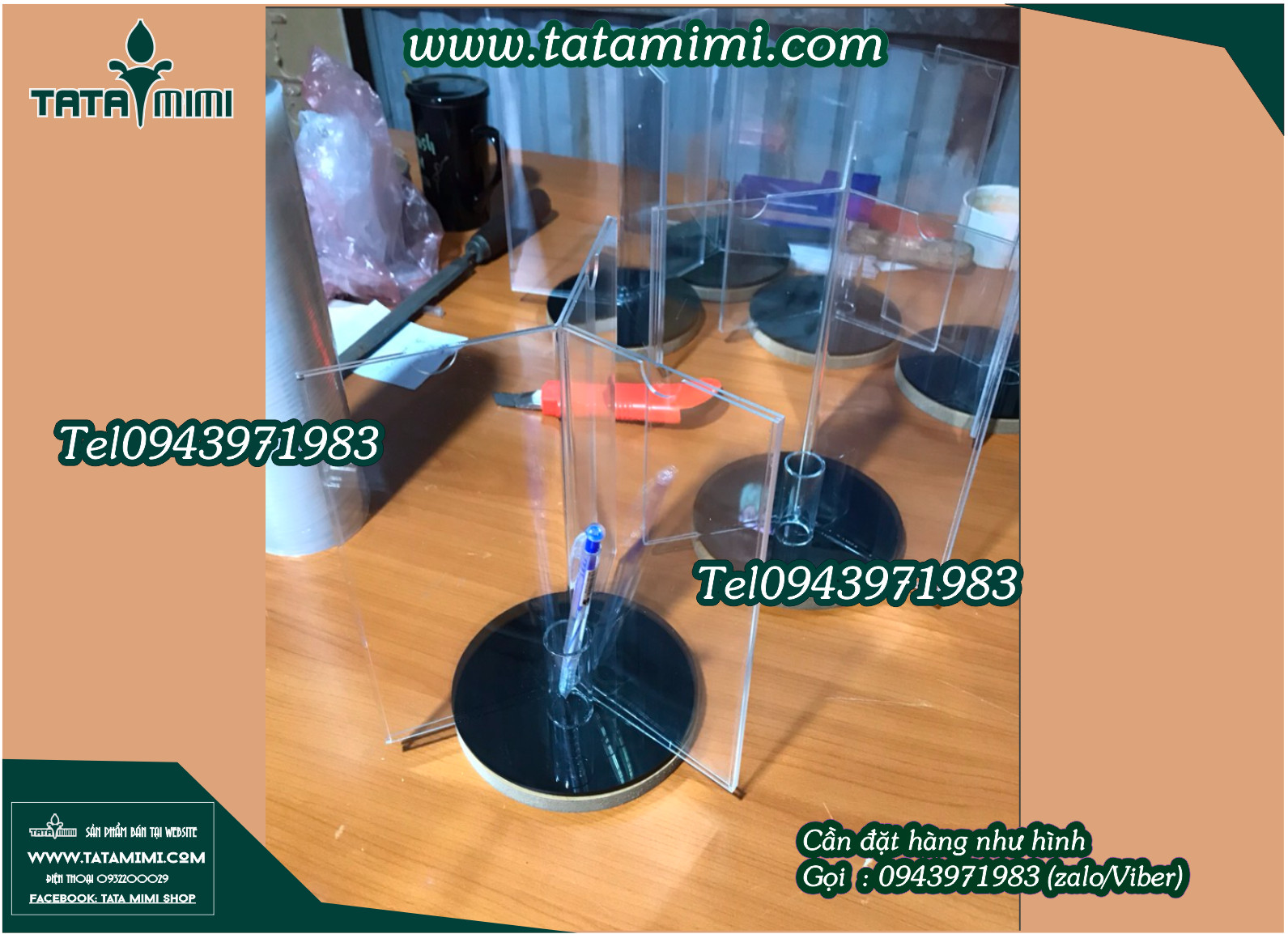 Kệ mica 3 mặt để bàn
