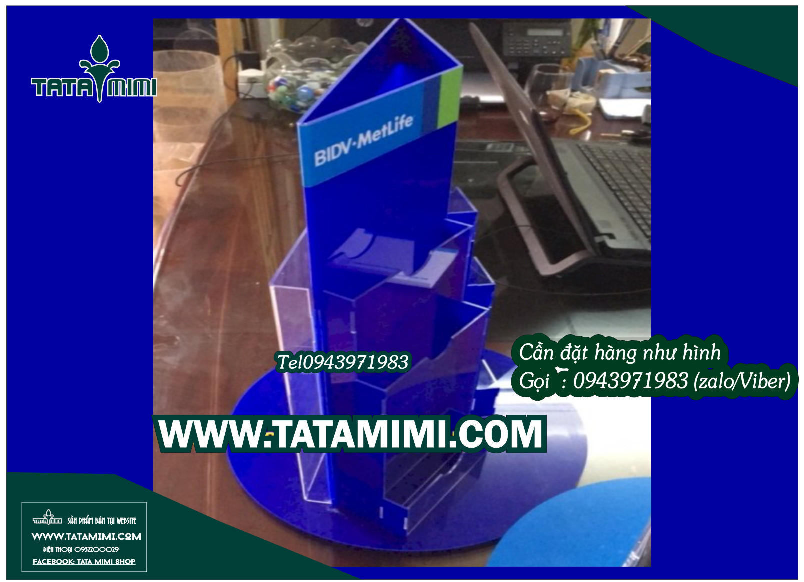Kệ xoay để bàn vừa để tờ rơi vừa để card