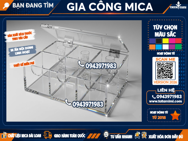 Khay Mica Đựng Ly Cốc – Giải Pháp Trưng Bày Sang Trọng, Chuyên Nghiệp