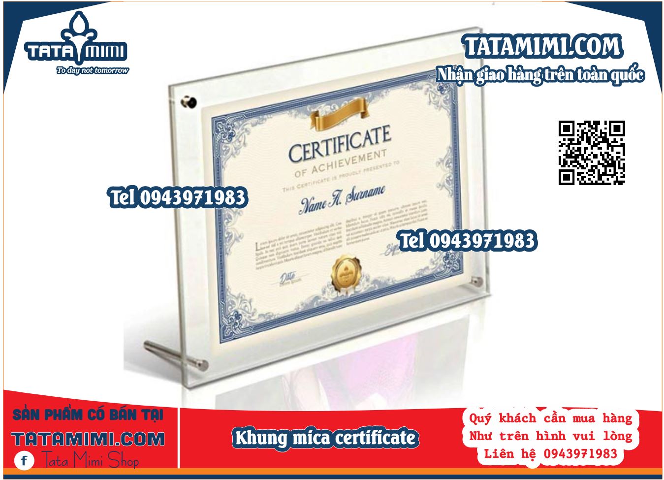 Khung mica để giấy certificate A4