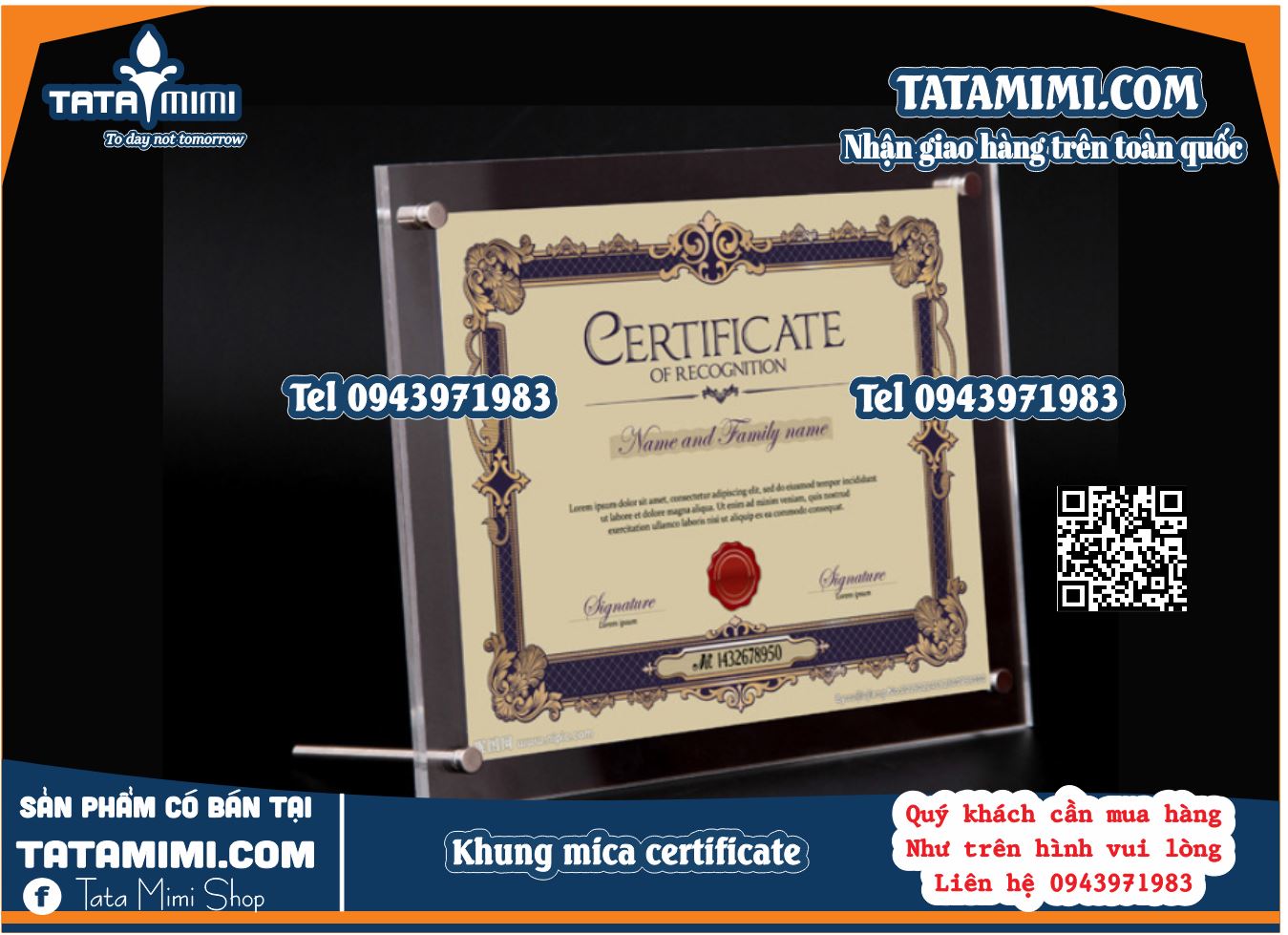 Khung mica để giấy certificate A4