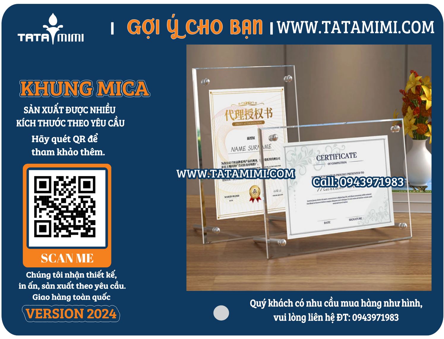Khung Mica Để Bàn Từ Tata Mimi: Chất Lượng Đỉnh Cao, Dịch Vụ Hoàn Hảo