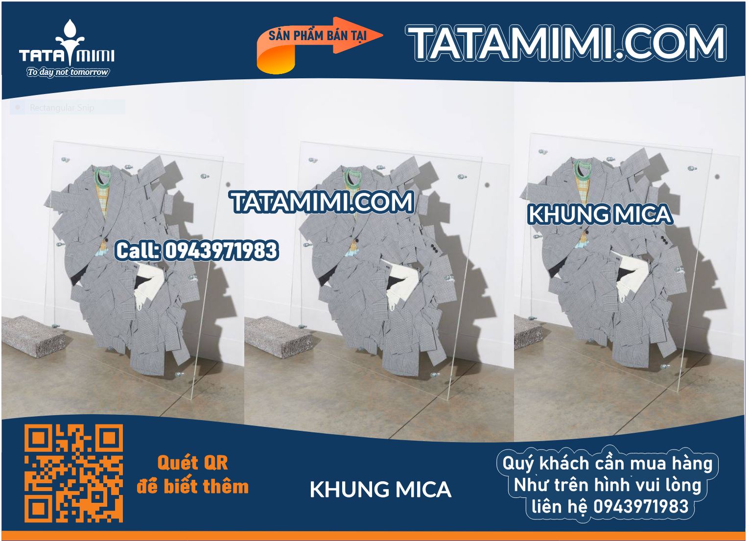 Mẫu khung mica để simple áo treo tường đẹp ( Khung mica để áo treo tường)