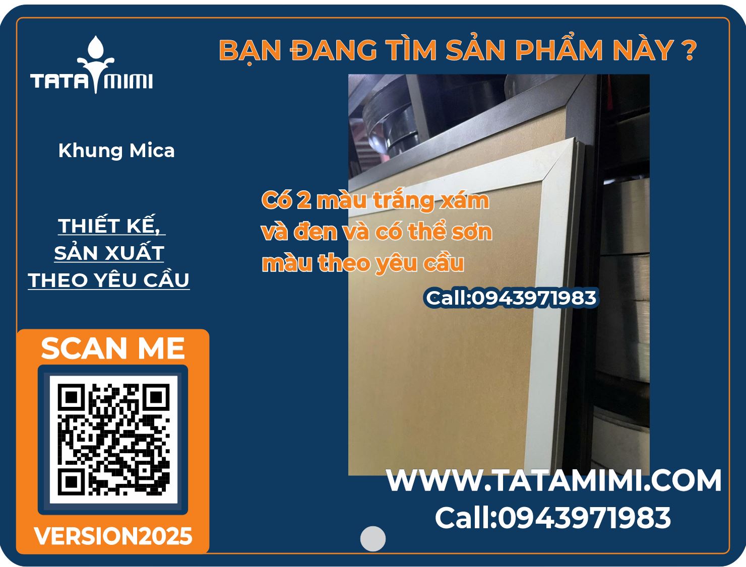 Khung Mica 60x80 Không Đèn Viền Đen, nhũ vàng, nhũ bạc