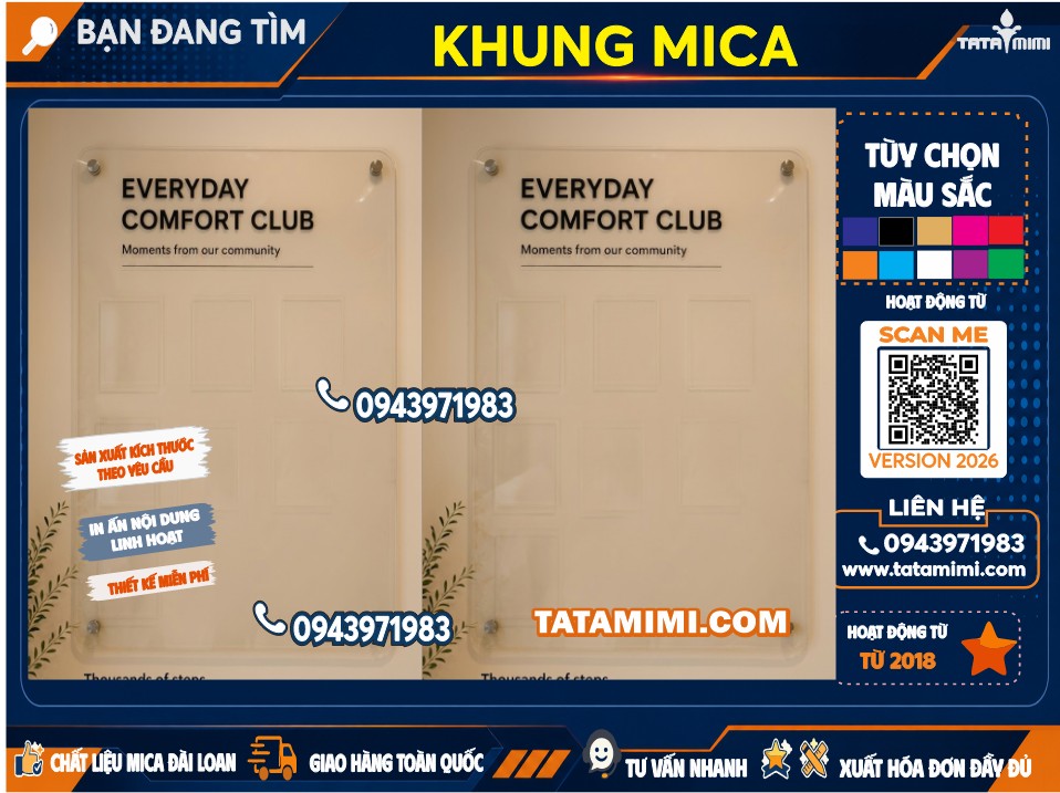 Khung mica in chữ Everyday Comfort