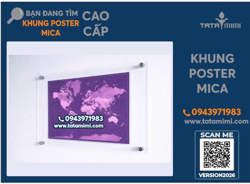 Gia công khung mica treo tường kèm vít theo kích thước yêu cầu