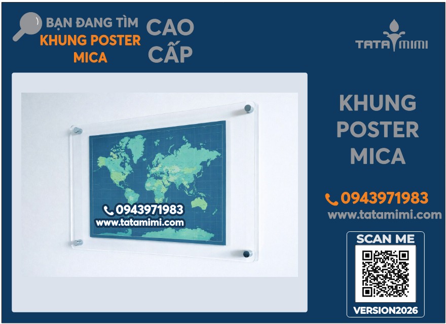 Gia công khung mica treo tường kèm vít theo kích thước yêu cầu