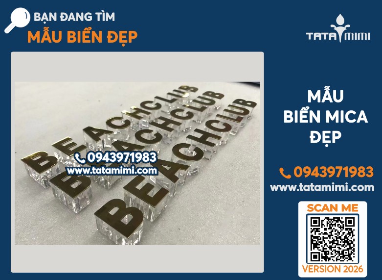 Chữ mica nổi trong suốt gắn inox – gia công theo yêu cầu