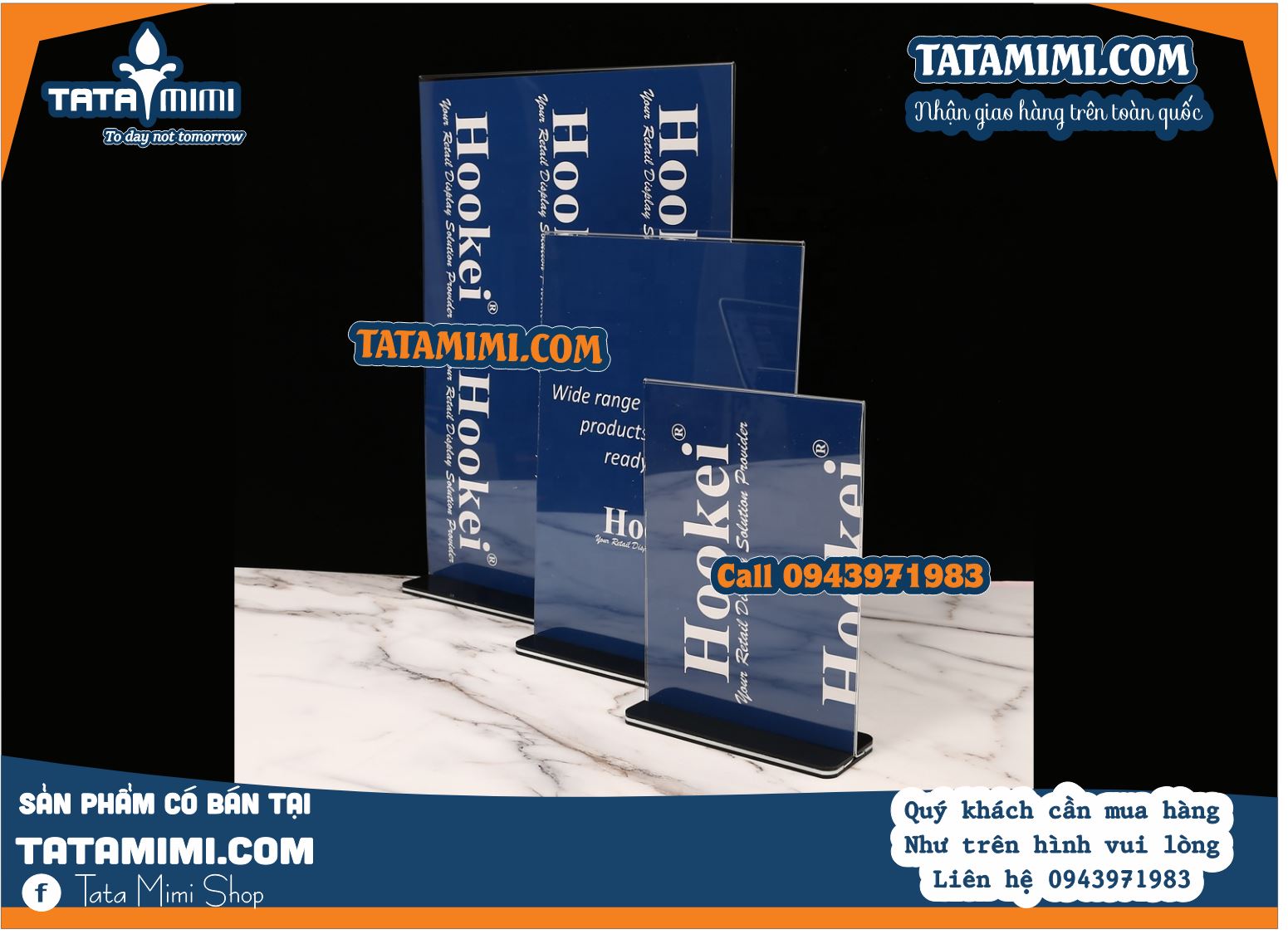 Kệ mica để bàn đế bằng