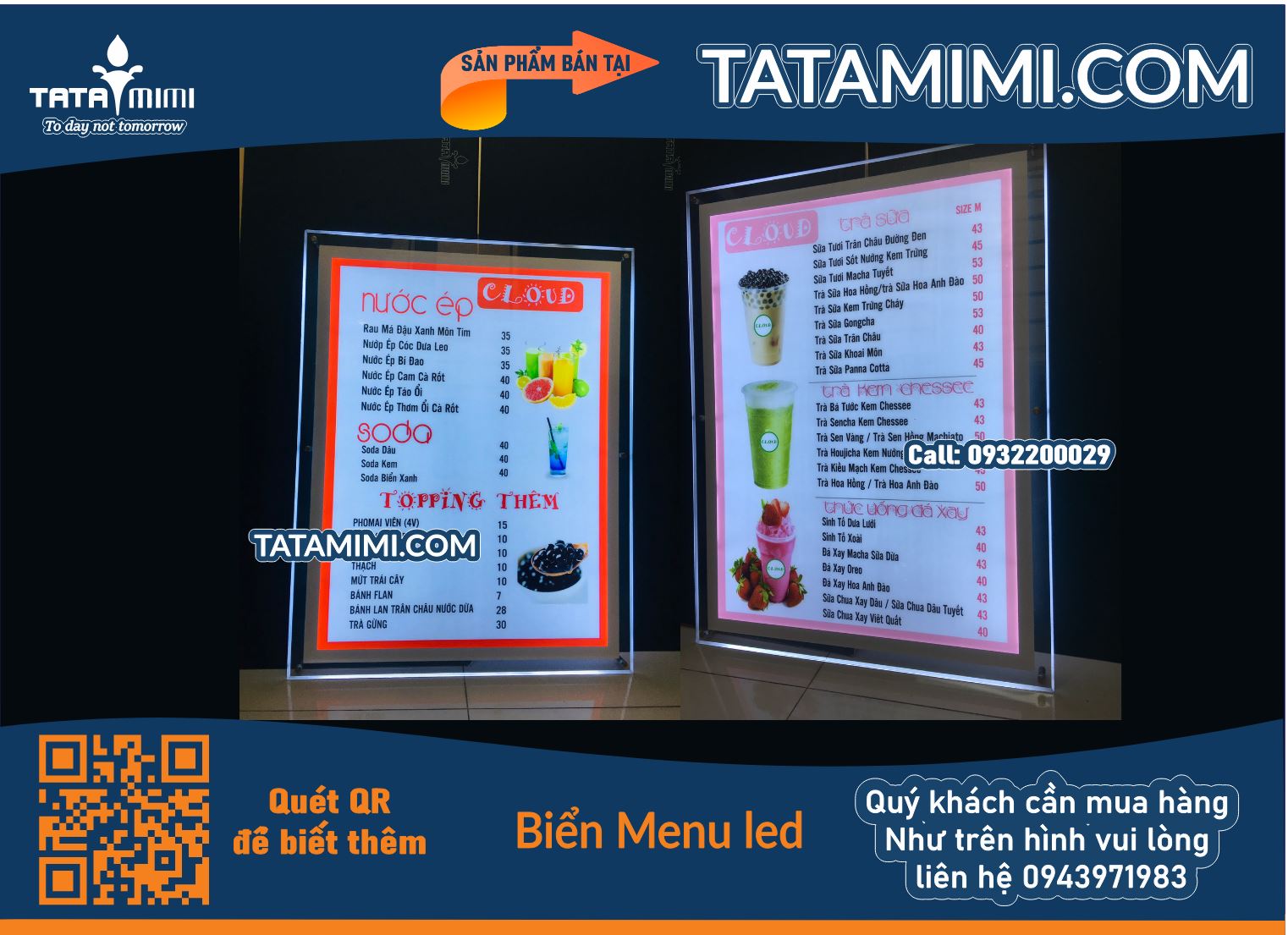 Thiết Kế, In Ấn Menu và Cung Cấp Biển LED Menu Mica Siêu Sáng