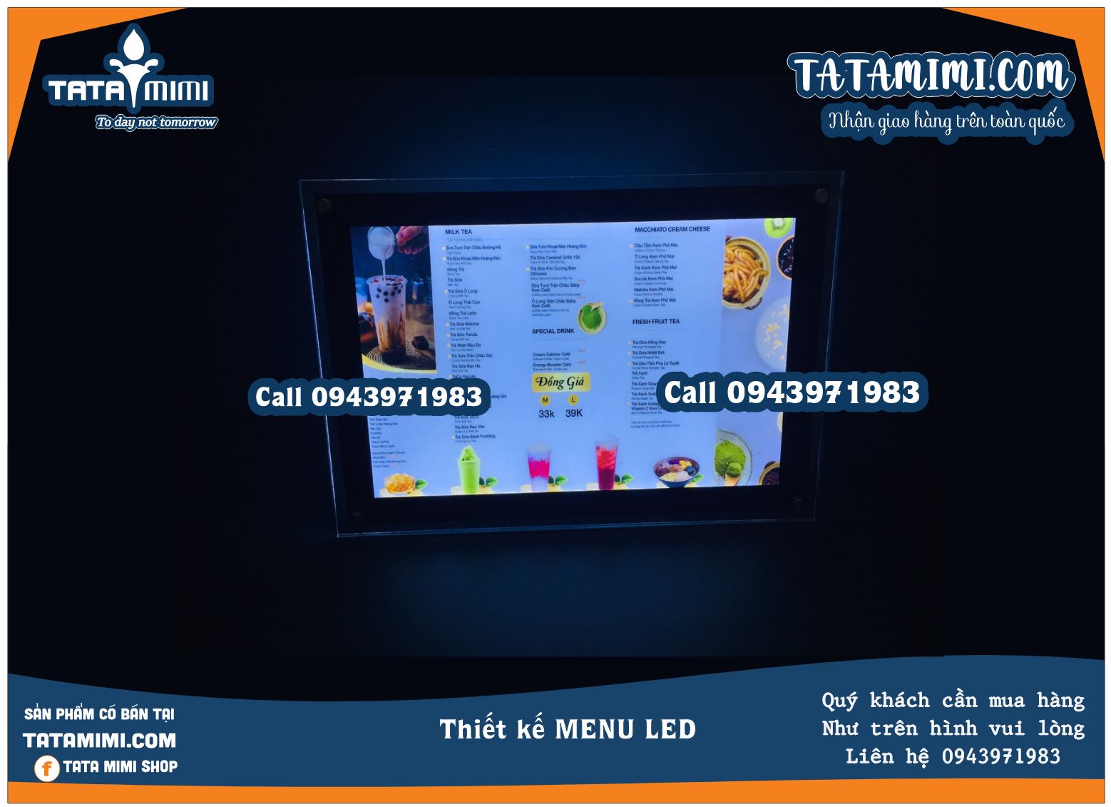 Biển menu led kích thước lớn