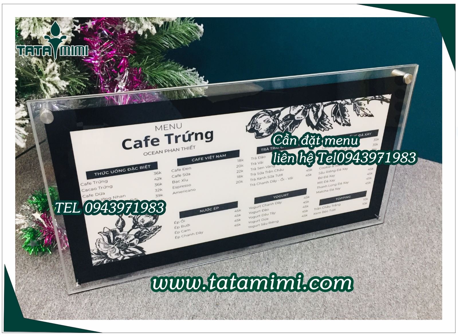 Bảng menu led chứa nội dung đồ ăn đồ uống