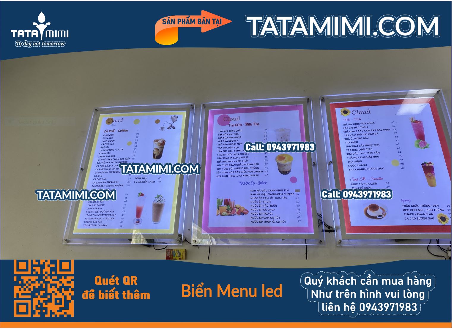 Thiết Kế, In Ấn Menu và Cung Cấp Biển LED Menu Mica Siêu Sáng