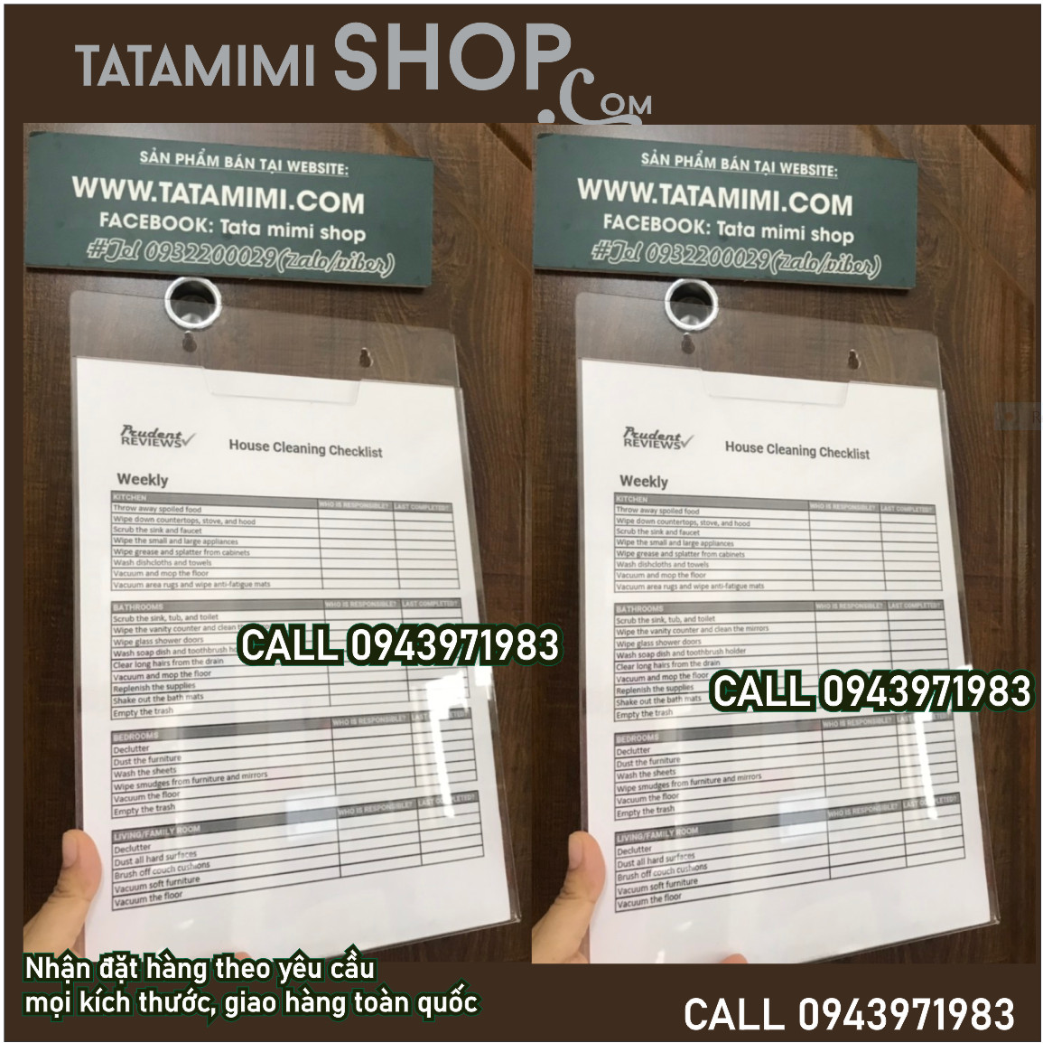 Kệ treo tường mica uốn gập đôi khổ ngang và dọc