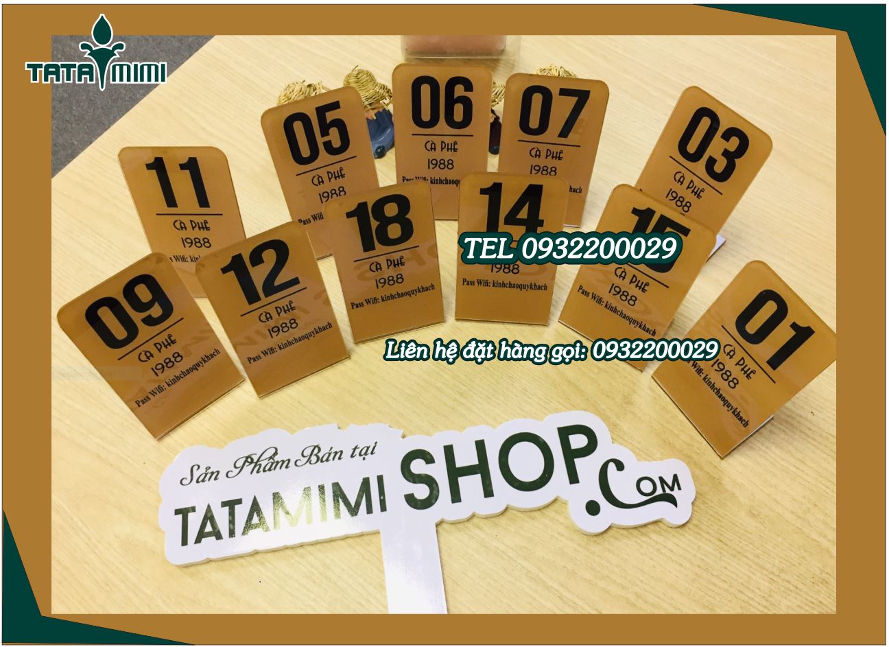 Thẻ để bàn cà phê chữ L từ kích thước 6x10cm