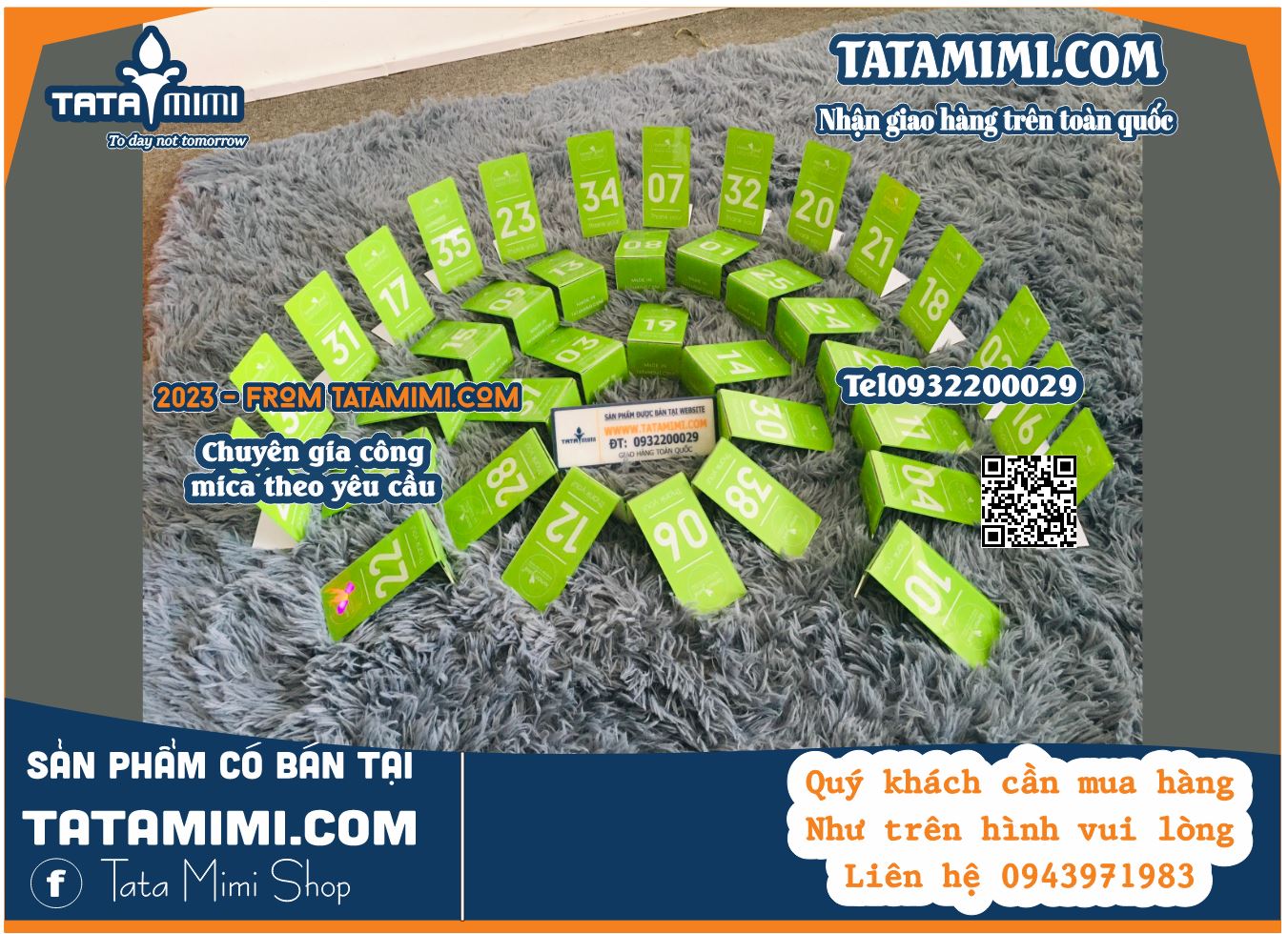 Bảng số bàn bằng mica màu