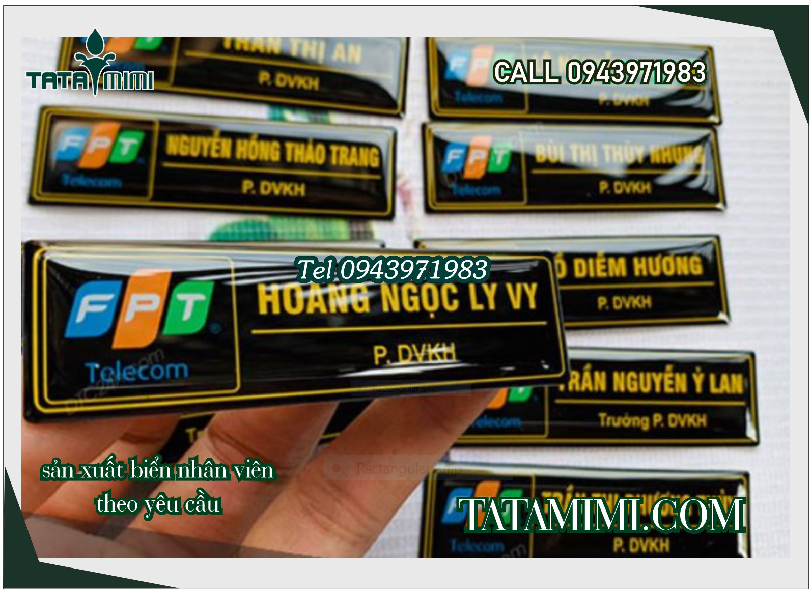 Thẻ tên nhân viên thay thế và không thay thế nội dung được