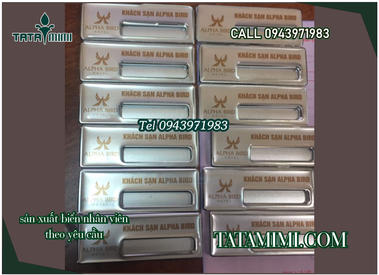 Biển tên nhân viên in trực tiếp gắn kim băng