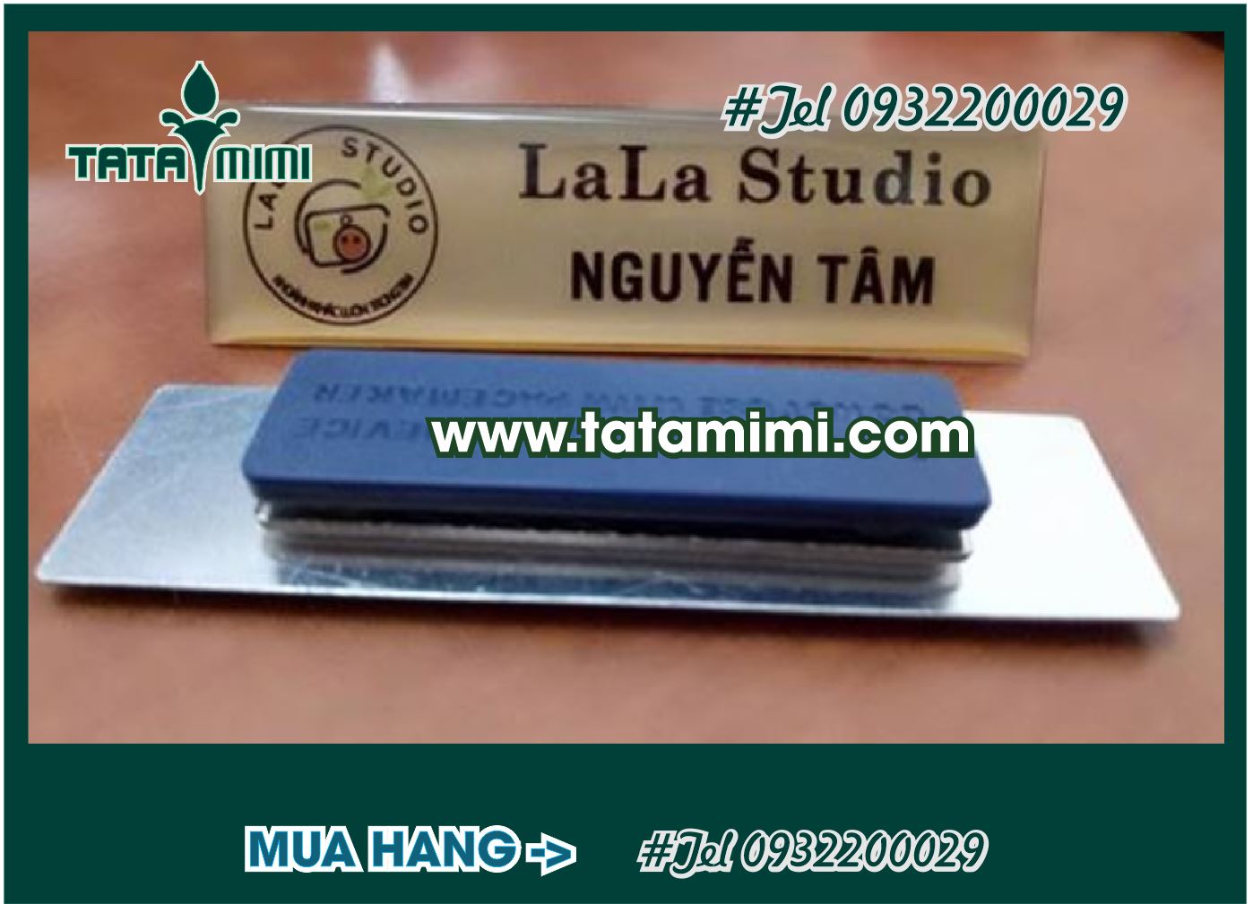 Làm biển biển tên nhân viên đeo dây hoặc gắn băng kim ở ngực