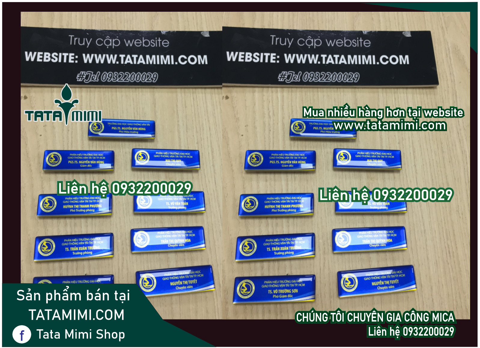 Thẻ tên công ty chia ra từng bộ phận