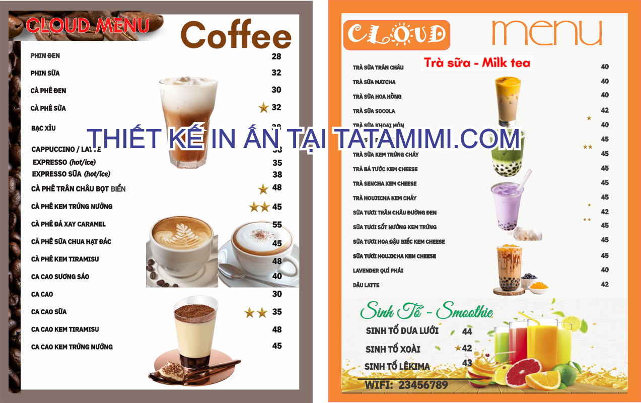 Thiết Kế, In Ấn Menu và Cung Cấp Biển LED Menu Mica Siêu Sáng